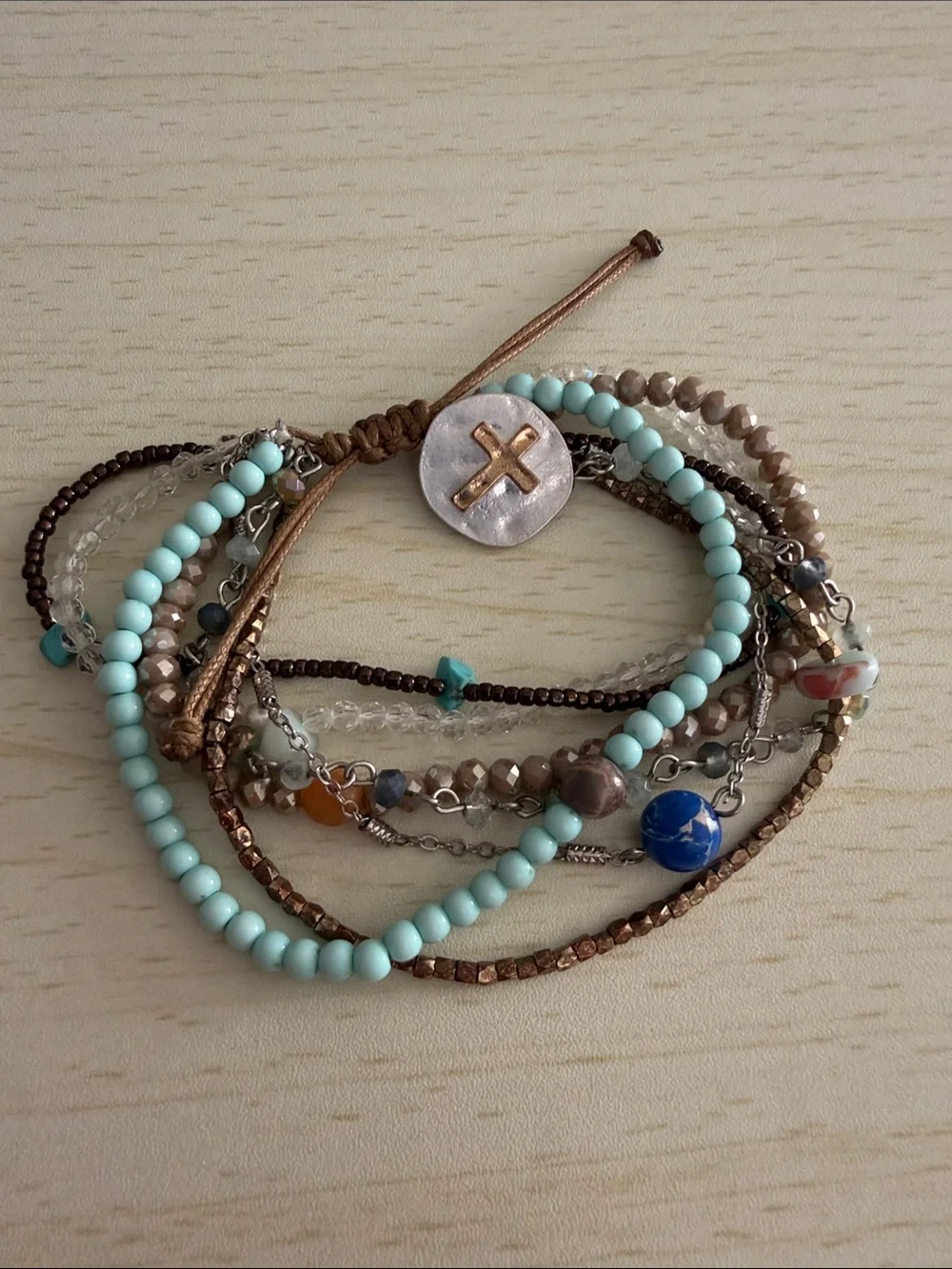 Multi-Strand Turquoise & Gold Bead Wrap Bracelet